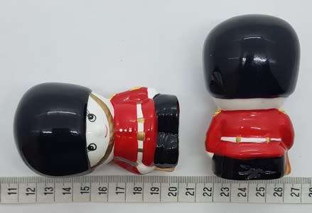 Souvenir Ceramic Guardsman Salt and Pepper set in box as per photo