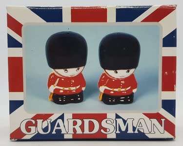 Souvenir Ceramic Guardsman Salt and Pepper set in box as per photo