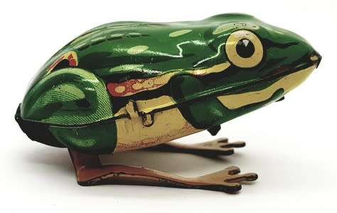 1950`s Wind-up Lithographed Tin Plate Toy Frog made in Germany as per photo