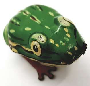 1950`s Wind-up Lithographed Tin Plate Toy Frog made in Germany as per photo