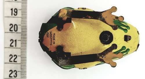 1950`s Wind-up Lithographed Tin Plate Toy Frog made in Germany as per photo