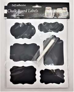 Pack of 6 Self Adhesive Chalkboard Labels with Chalk as per photo