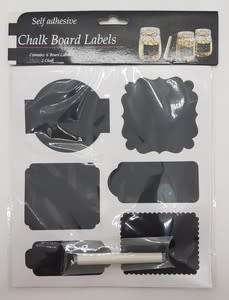 Pack of 6 Self Adhesive Chalkboard Labels with Chalk as per photo