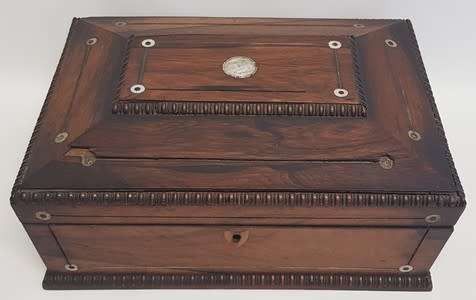 Antique Victorian large Jewelry Box with Mother-of-Pearl inlays as per photo