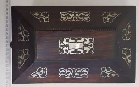 Antique Victorian  Jewelry Box with handles and Mother-of-Pearl inlays as per photo