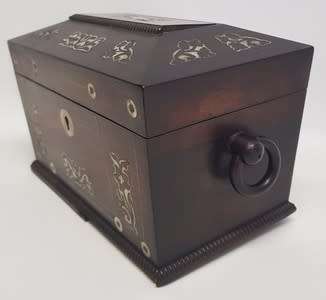 Antique Victorian  Jewelry Box with handles and Mother-of-Pearl inlays as per photo