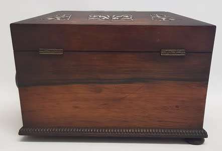Antique Victorian  Jewelry Box with handles and Mother-of-Pearl inlays as per photo
