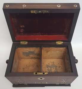Antique Victorian  Jewelry Box with handles and Mother-of-Pearl inlays as per photo