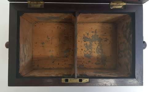 Antique Victorian  Jewelry Box with handles and Mother-of-Pearl inlays as per photo