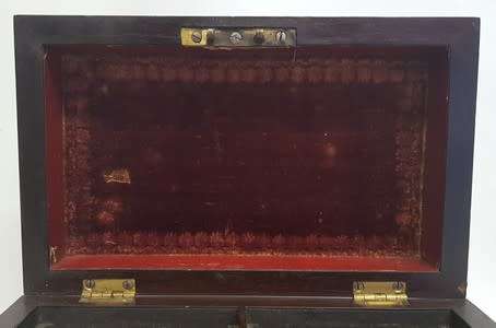 Antique Victorian  Jewelry Box with handles and Mother-of-Pearl inlays as per photo