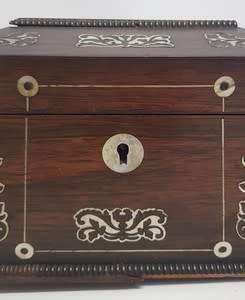 Antique Victorian  Jewelry Box with handles and Mother-of-Pearl inlays as per photo