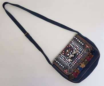 Accesorize Genuine Leather Blue Sling Bag made in India as per photo