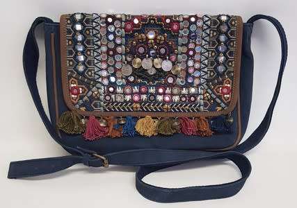 Accesorize Genuine Leather Blue Sling Bag made in India as per photo