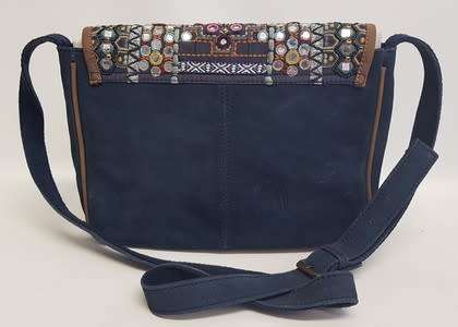Accesorize Genuine Leather Blue Sling Bag made in India as per photo