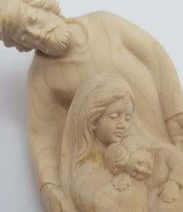 Wooden Hand Carved Baby Jesus, Mother Mary and Father Joseph Ornament as per photo
