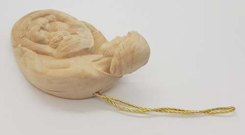 Wooden Hand Carved Baby Jesus, Mother Mary and Father Joseph Ornament as per photo