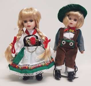 Pair of Handmade Volendam Dolls on metal stands as per photo