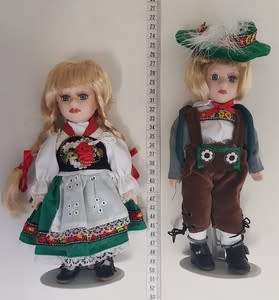 Pair of Handmade Volendam Dolls on metal stands as per photo