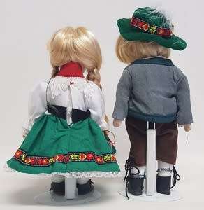 Pair of Handmade Volendam Dolls on metal stands as per photo