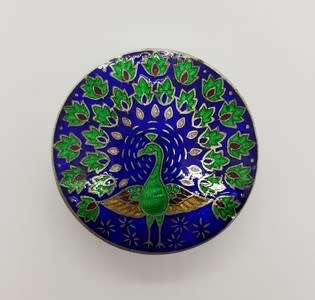 Vintage Sterling Silver Enamelled Trinket Box height 2cm weight 52g as per photo