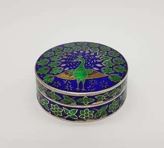 Vintage Sterling Silver Enamelled Trinket Box height 2cm weight 52g as per photo