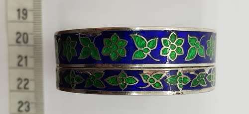 Vintage Sterling Silver Enamelled Trinket Box height 2cm weight 52g as per photo