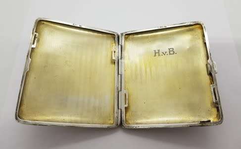 Antique German Silver Hallmarked 800BC Cigarette Case weight 93.2g (9x8cm) as per photo