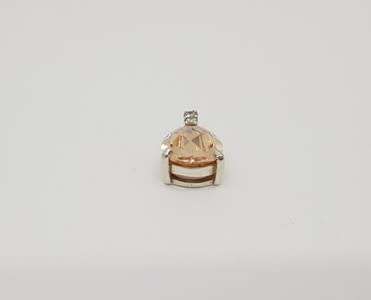 Sterling Silver Pendant Peach Coloured Pear-Shaped Stone Beautiful Facets weight 3.3g as per photo