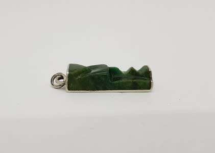 Sterling Silver Malachite Tribal Carved Face Mask Pendant weight 6.3g as per photo
