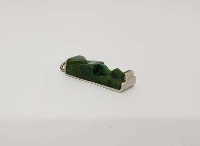 Sterling Silver Malachite Tribal Carved Face Mask Pendant weight 6.3g as per photo
