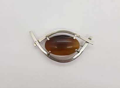 Sterling Silver Vintage Brooch with semi precious stone weight 23.8g as per photo