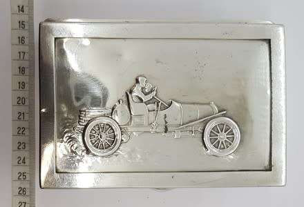Silver Plated Jewelry Trinket Box with Wood Inlay as per photo