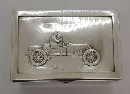 Silver Plated Jewelry Trinket Box with Wood Inlay as per photo