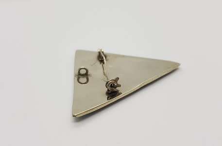 Vintage Ethnic Alpaco Mexico Triangle Floral Motif Brooch with Mop and Abablone Detail weight 7.8g
