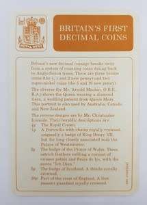 Britain`s First Decimal Coins as per photo