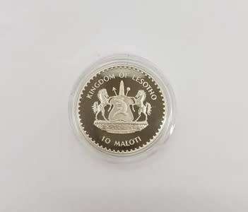 1988 Lesotho Papal Visit 10 Maloti Silver Proof Commemorative Coin as per photo