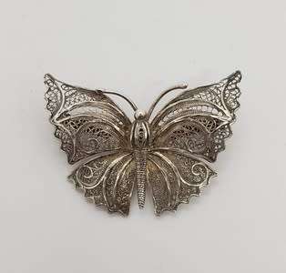 Vintage Sterling Silver Filigree Butterfly Pin Brooch weight 5.8g as per photo