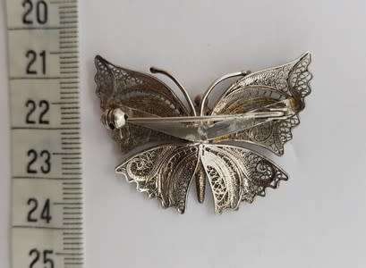Vintage Sterling Silver Filigree Butterfly Pin Brooch weight 5.8g as per photo