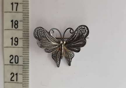 Vintage Sterling Silver Filigree Butterfly Pin Brooch weight 3.1g as per photo