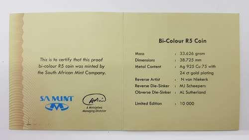 2011 SA Bi-Metal R5 Coin In Box  as per photo