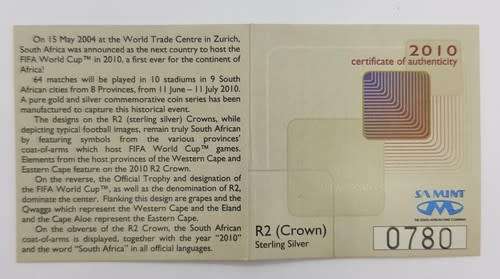 2010 SA Fifa World Cup Silver R2 Commerative Coin in box as per photo