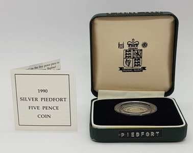 1990 Silver Piedfort Silver 5 Pence Coin as per photo