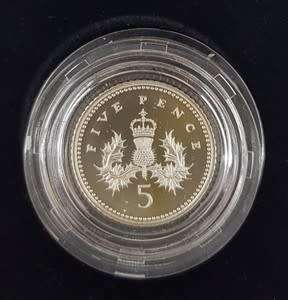 1990 Silver Piedfort Silver 5 Pence Coin as per photo