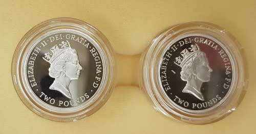 1989 2 Pound Silver Piedfort 2-Coin Set as per photo