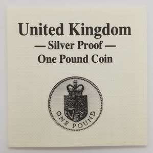 1988 United Kingdom Silver Proof One Pound Coin as per photo
