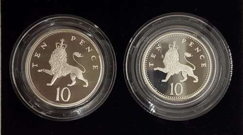 1992 Silver Proof Ten Pence Two-Coin Set as per photo