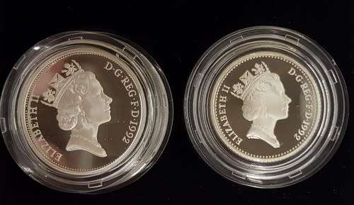 1992 Silver Proof Ten Pence Two-Coin Set as per photo