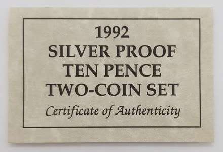 1992 Silver Proof Ten Pence Two-Coin Set as per photo