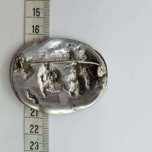 Vintage Dutch Scene Costume Jewelry Repousse Brooch stamped SPB as per photo
