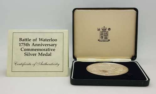 Battle of Waterloo 175th Anniversary Silver Medal 153g 925 silver as per photo